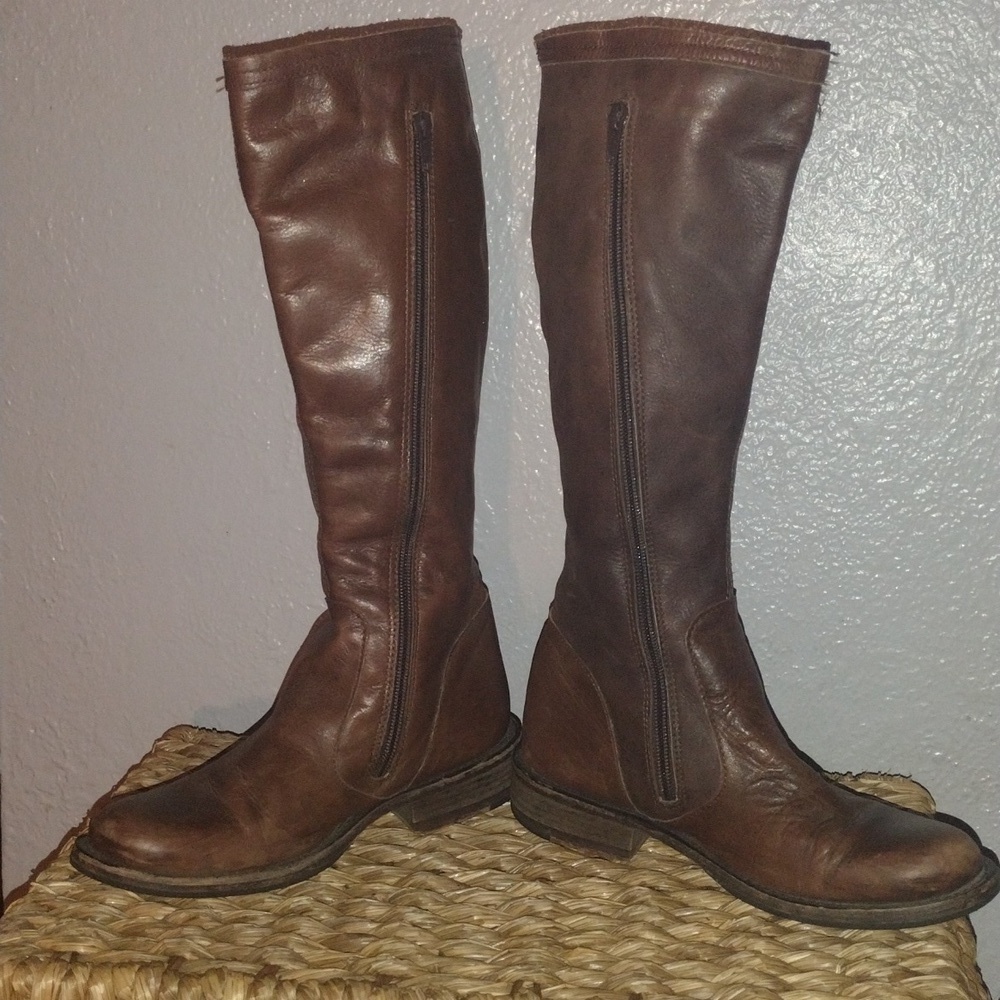Brown Leather Steve Madden Knee High Boots 7.5 - Picture 6 of 8